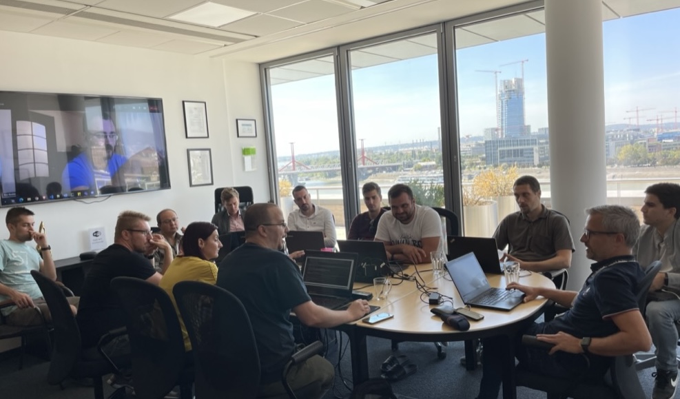 Arenim developer meeting at the Arenim Budapest Danube-side office, 2024